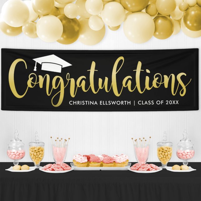 Elegant Black Gold Congratulations Graduate Banner (Creator Uploaded)