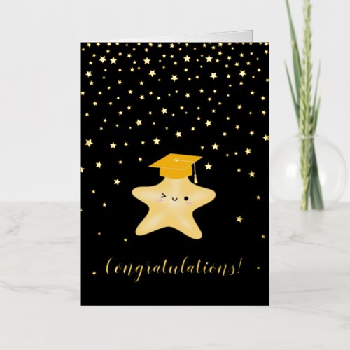 Elegant Black  Gold Congratulations Graduate Foil Greeting Card