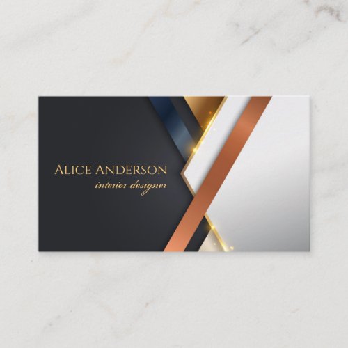 Elegant black gold copper stripes designer  business card