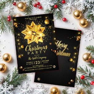 Elegant Black Gold Corporate Christmas Party Invitation