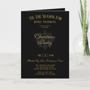 Elegant Black Gold Corporate Christmas Party Logo Invitation