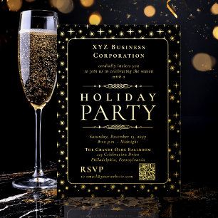 Elegant Black Gold Corporate Holiday Party Foil Invitation
