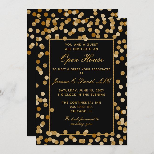 Elegant Black Gold Corporate Party  Invitation (Front/Back)