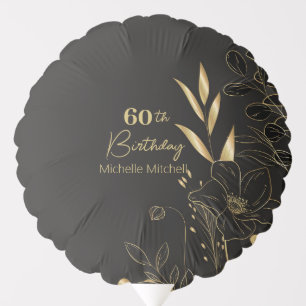 Elegant Black Gold Custom 60th Birthday Any Age Balloon