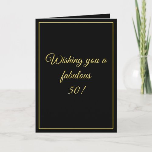 Elegant Black  Gold Custom Brother 50th Birthday Card