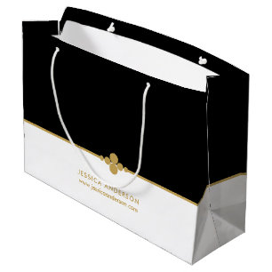 Elegant Black Gold Custom Large Gift Bag