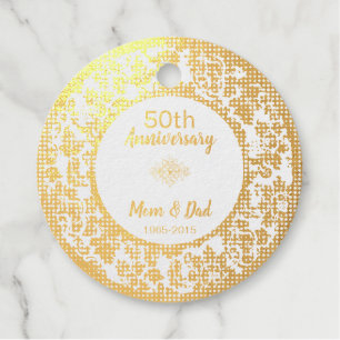 Elegant Black & Gold Damask Foil Favor Tags