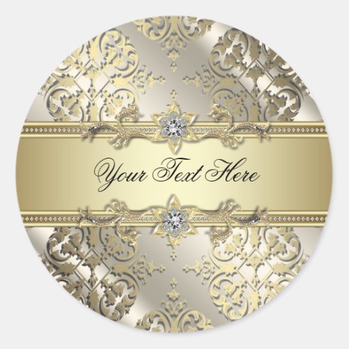 Elegant Black Gold Damask Stickers