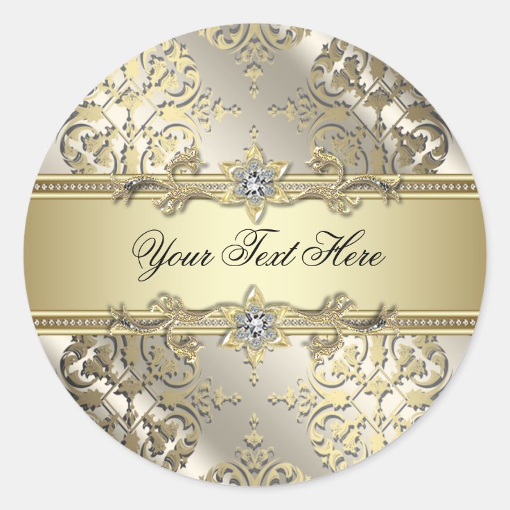 Elegant Black Gold Damask Stickers Zazzle