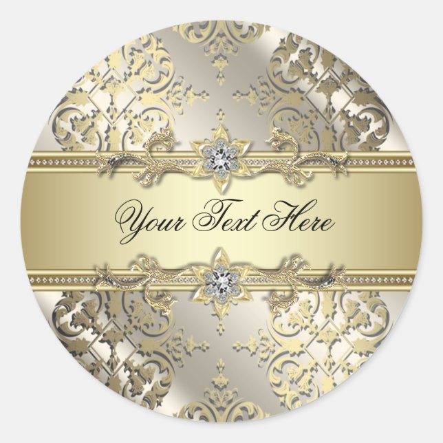 Elegant Black Gold Damask Stickers (Front)