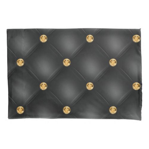 Elegant Black Gold Diamond Tufted Pillow Case