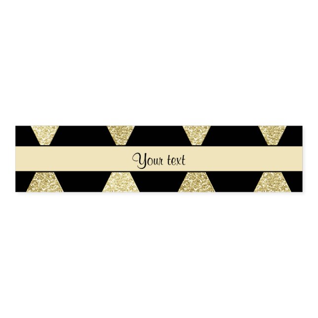 Elegant Black & Gold Diamonds Napkin Bands (Unfolded)