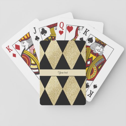 Elegant Black  Gold Diamonds Poker Cards