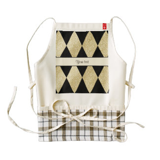 Elegant Black & Gold Diamonds Zazzle HEART Apron