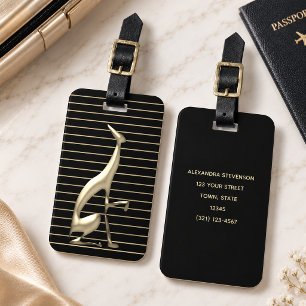 Elegant Black Gold Dog Luggage Tag