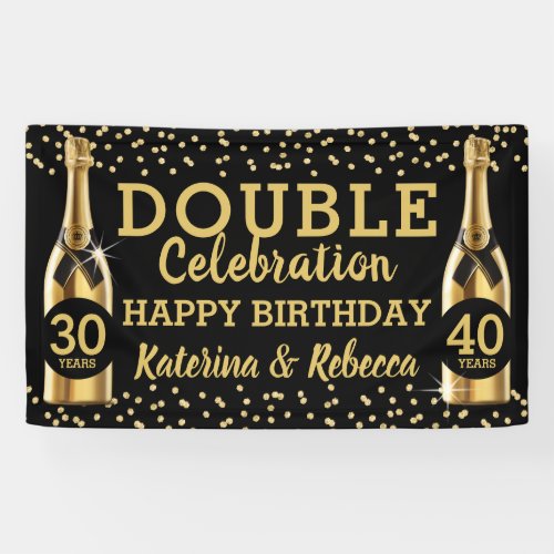 Elegant Black & Gold Double Birthday Party