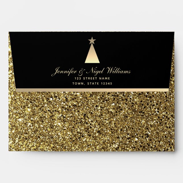Elegant Black Gold Envelope (Back (Top Flap))