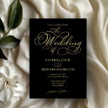 Elegant Black Gold Faux Foil Script Wedding Invitation<br><div class="desc">Elevate your wedding experience to new heights of sophistication and glamor with our stunning black and gold modern wedding suite! Customize it effortlessly with just a few clicks and create a celebration that’s uniquely yours. If you have any questions, need assistance, or want to tweak any details, don’t hesitate to...</div>