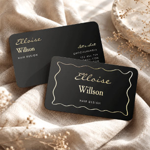 Elegant Black & Gold Feminine Modern Calligraphy Foil Business Cards