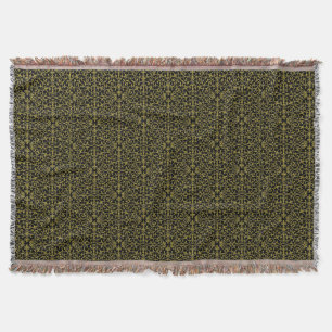 Elegant Black & Gold Filigree Throw Blanket