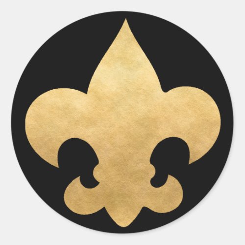 Elegant Black  Gold Fleur De Lis Stickers Seals