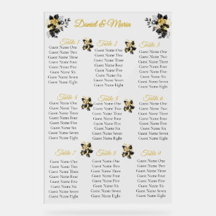 Elegant Black Gold Floral Acrylic Seating Chart