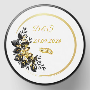 Elegant Black Gold Floral Event Favor Candle Mini Candle Favors