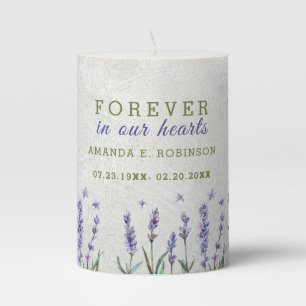 Elegant Black Gold Floral Memorial Pillar Candle