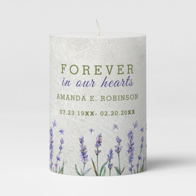 Elegant  Black Gold Floral Memorial Pillar Candle (Front)