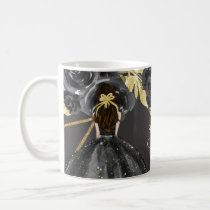 Elegant Black Gold Floral Princess Quinceanera   Coffee Mug