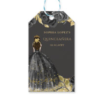 Elegant Black Gold Floral Princess Quinceanera  Gift Tags