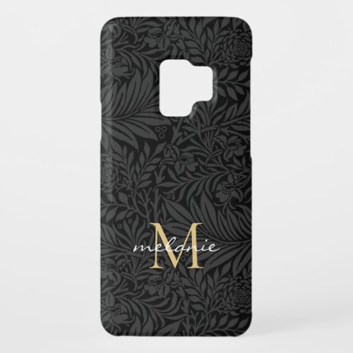 Elegant Black Gold Floral Script Monogram Case_Mate Samsung Galaxy S9 Case