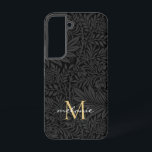 Elegant Black Gold Floral Script Monogram Samsung Galaxy S22 Case<br><div class="desc">Elegant Black and Gold Vintage Floral Botanical Pattern with a monogram and script name.</div>