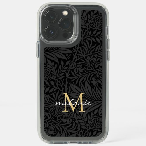 Elegant Black Gold Floral Script Monogram Speck iPhone 13 Pro Max Case