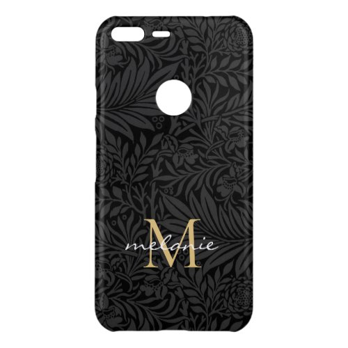 Elegant Black Gold Floral Script Monogram Uncommon Google Pixel XL Case