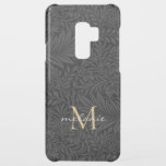 Elegant Black Gold Floral Script Monogram Uncommon Samsung Galaxy S9 Plus Case<br><div class="desc">Elegant Black and Gold Vintage Floral Botanical Pattern with a monogram and script name.</div>