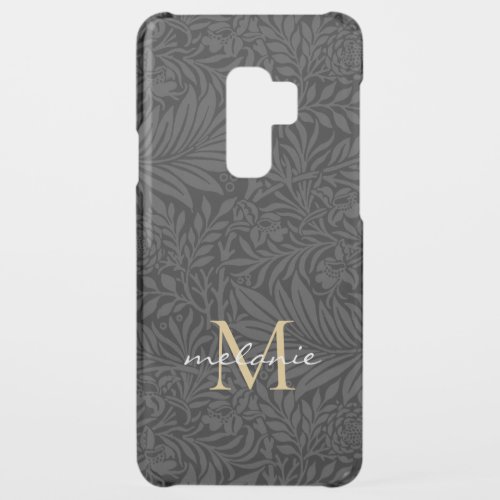 Elegant Black Gold Floral Script Monogram Uncommon Samsung Galaxy S9 Plus Case