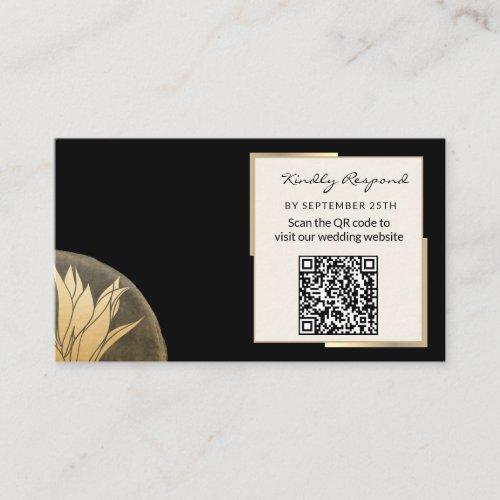 Elegant Black Gold Floral Wedding RSVP Enclosure Card