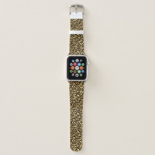 Elegant Black Gold Foil Leopard Apple Watch Band