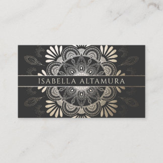 Elegant Black & Gold Foil Mandala Business Cards