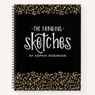Elegant Black Gold Foil Sketchbook Notebook
