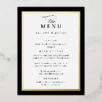 Elegant Black Gold Foil Wedding Menus