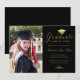 Elegant Black Gold Formal Script Photo Graduation Announcement | Zazzle