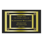 Elegant Black & Gold Framed Graduation Thank You Rectangular Sticker