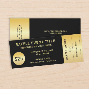 Elegant Black Gold Fundraiser Charity Gala Raffle Tickets
