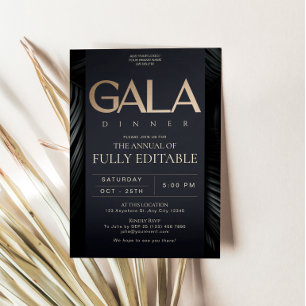 Elegant Black Gold Gala Dinner Invitation Card