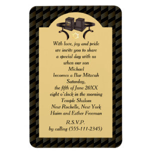 Elegant Black Gold Geometric Bar Mitzvah Tefillin Magnet