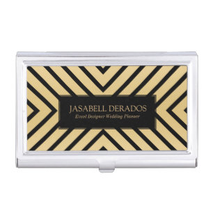 Elegant Black & Gold Geometric Pattern Case For Business Cards