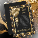 Elegant Black Gold Glitter Balloons Birthday  Thank You Card<br><div class="desc">A festive seamless pattern of black and gold tone solid colored and faux glitter balloons.  Great for saying "Thank You" for your birthday celebration!  Elegant,  unique and glamorous styling with you in mind.</div>