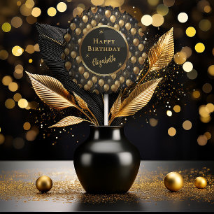  Elegant Black Gold Glitter Balloons Pattern A021